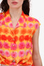 Escada Yellow Printed Silk Sleeveless Tie Front Top Size 40