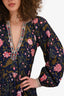 Alix of Bohemia Blue/Pink Floral V-Neck Maxi Dress Size XS