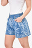 Sandro Denim Flower Print High Waisted Shorts Size 42