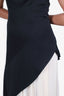 J Mendel Black/White Overlay Pleated Raw Hem Strapless Gown size 8