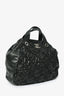 Pre-Loved Chanel™ Black Leather Thick Stitched Quilted Top Handle Bag with Strap + Silver CC