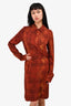 Diane Von Furstenberg Red Patterned Silk Button Dress Size 10