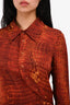 Diane Von Furstenberg Red Patterned Silk Button Dress Size 10