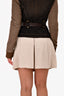 Prada Beige Cotton Pleated Mini Skirt with Belt Size 40