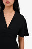 Miu Miu Black Scalloped Ruched Belted Midi Dress Size 38