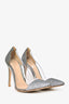 Gianvito Rossi Silver Glitter/PVC Pointed Toe Pumps Size 36