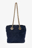 Prada Blue Nylon Logo Gold Chain Shoulder Bag