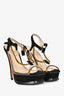 Saint Laurent Black Suede/PVC Peep Toe Heels Size 36.5