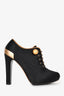 Fendi Black/Gold Satin/Leather Lace-Up Ankle Boots Size 36