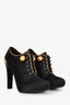 Fendi Black/Gold Satin/Leather Lace-Up Ankle Boots Size 36