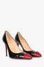 Christian Louboutin Black/Red Patent Leather Spike Heels Size 36.5
