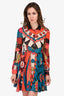 Red Valentino Multicoloured Silk Graphic Printed Shirt Dress Size 40