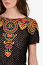 Valentino Navy/Multicoloured Embroidered Shoulder Detailed Dress Size M