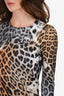 Just Cavalli Grey/Brown Leopard Printed Bodycon Dress Size S