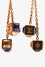 Lois Vuitton Gold Toned Crystal Set Cubes Pendant Earrings