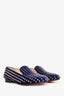 Christian Louboutin Navy Velvet Spike Loafers Size 37