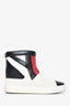 Chanel White/Black/Red Leather Quilted Ankle Boots Size 37