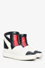 Chanel White/Black/Red Leather Quilted Ankle Boots Size 37