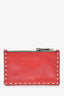 Valentino Red/Pink Studded Zip Pouch (As Is)