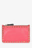 Valentino Red/Pink Studded Zip Pouch (As Is)