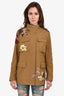 Valentino Brown Floral Patched Military Styled Jacket Size 4