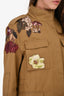 Valentino Brown Floral Patched Military Styled Jacket Size 4