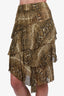 Isabel Marant Etoile Snake Print Ruffle Midi Skirt Size 38