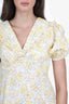 Rixo Yellow/White Kayla Ruffled Floral-Print Cotton Mini Dress Size 6 With Tag