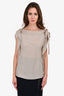 Lanvin Taupe Ruffle/Bow Detail Sleeveless Top Size 38