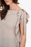 Lanvin Taupe Ruffle/Bow Detail Sleeveless Top Size 38