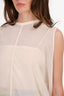 Ann Demeulemeester White Silk Sheer Bubble Hem Sleeveless Top Size 38