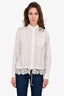 Sacai White Button Up Shirt With Lace Hem Detail