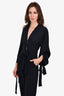Stella McCartney Navy Blue Silk Jumpsuit with Tie Detail Size 36
