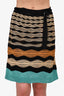 M Missoni Blue/Multi Striped Mini Skirt with Belt Size 42