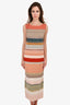 Missoni Orange/Multicoloured Striped Wool Knit Sleeveless Maxi Dress Size 42