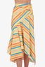 Peter Pilotto SS18 Yellow/Pink Striped Cotton Asymmetrical Maxi Skirt Size 8
