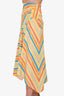 Peter Pilotto SS18 Yellow/Pink Striped Cotton Asymmetrical Maxi Skirt Size 8