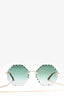 Chloe Green Scallop Sunglasses With Gold Chain