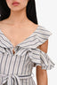 Zimmermann White/Blue Striped Off-The-Shoulder Mini Dress Size 0