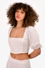 Reformation White Linen Puff Sleeve Crop Top + Maxi Skirt Set Size 6