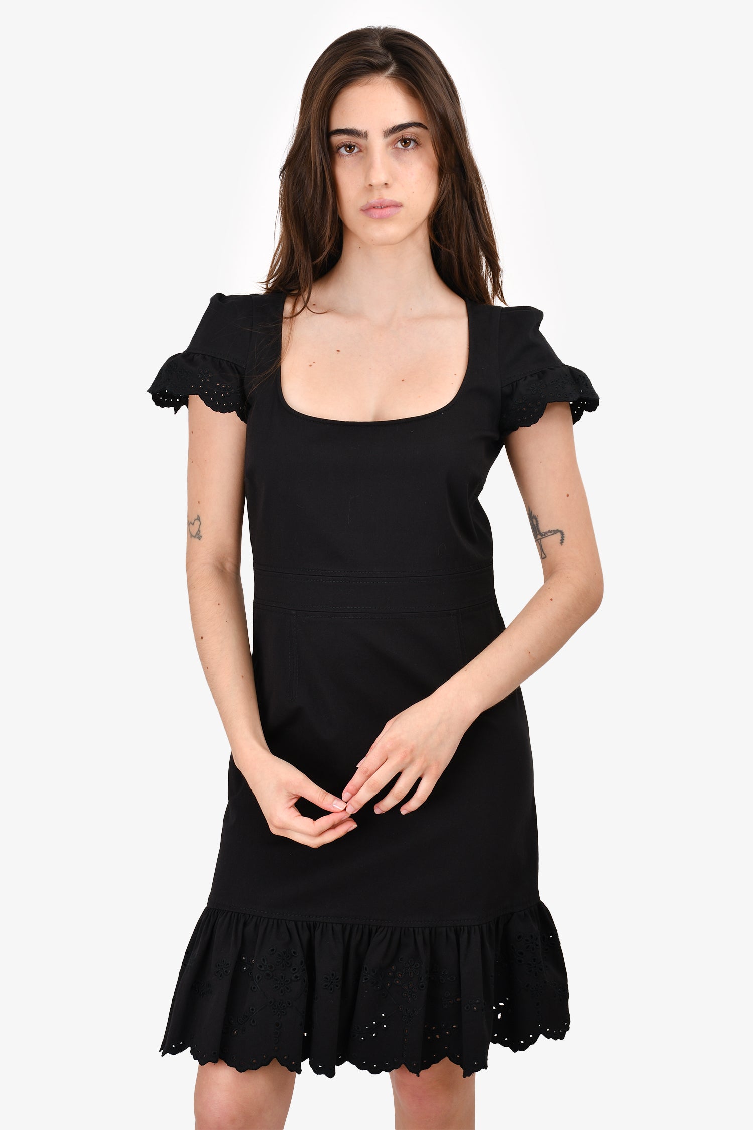 Robe Cocktail Red Valentino à Volants - Taille 42 (US 4), Noire, Neuve Sans étiquettes