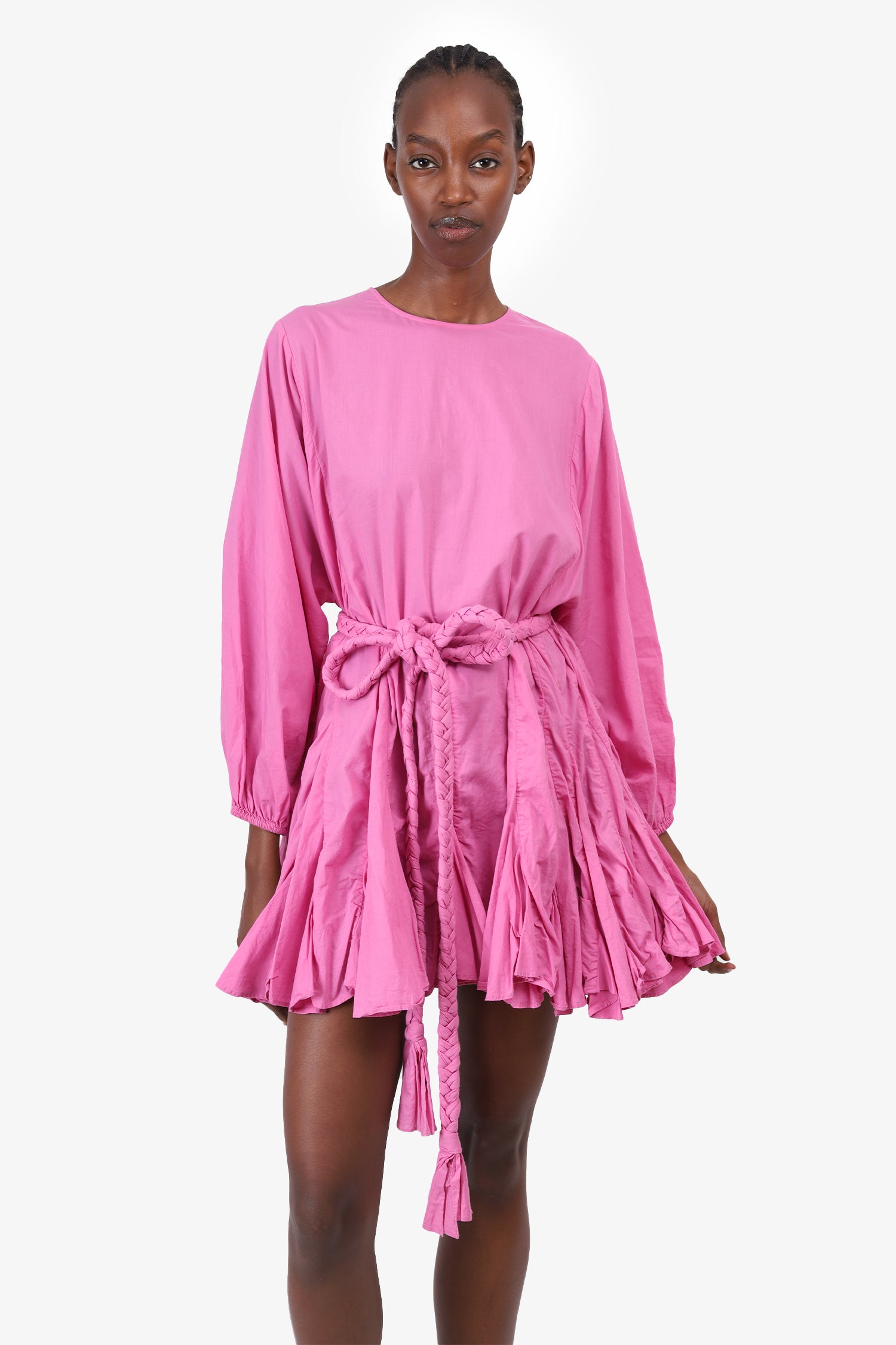 Rhode Pink Cotton Long Sleeve 'Ella' Mini Dress With Rope Belt Size S –  Mine \u0026 Yours