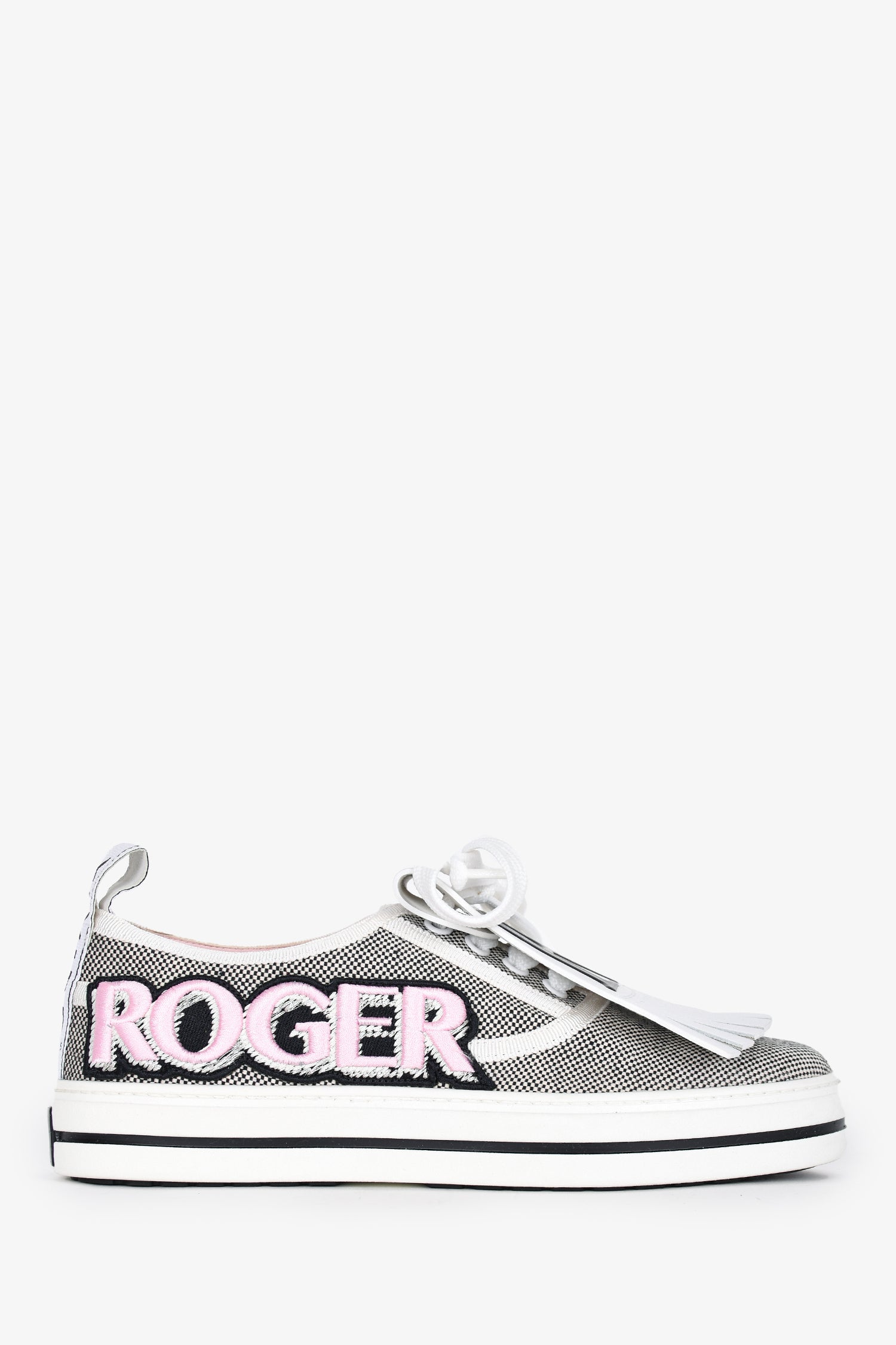 Roger Vivier Black/White Canvas 'Call Me Vivier' Sneakers Size
