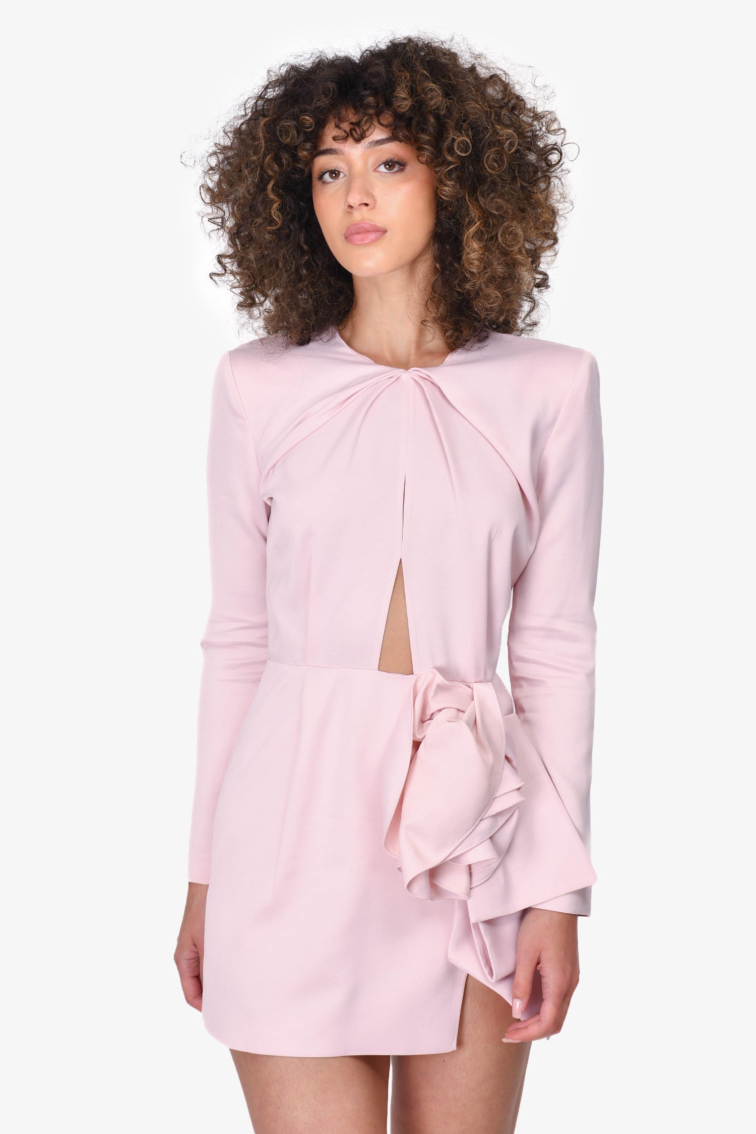 Magda Butrym Pink Shoulder Pad Rosette Mini Dress Size 36 – Mine & Yours