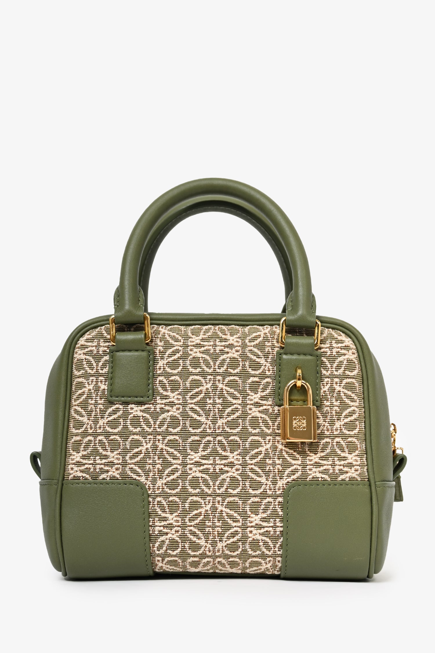 Loewe 2022 Green Leather/Canvas Amazona Nano Top Handle with Strap