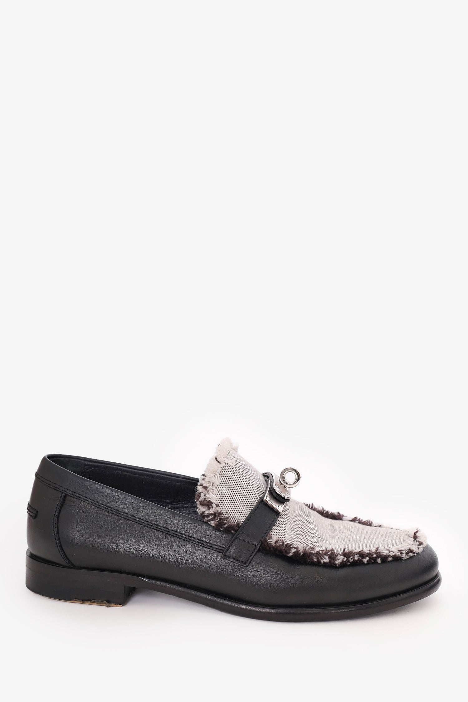 Hermes Destin Black and Gray Canvas Loafer Hermes new Destin Loafers in lizard ??? ?????  main image 4