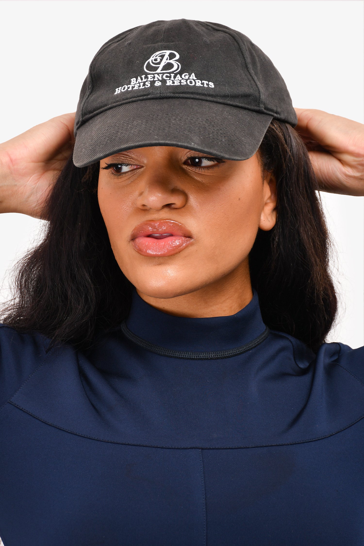 Balenciaga Washed Black 'Hotels Resorts' Baseball Hat Size L (As Is)