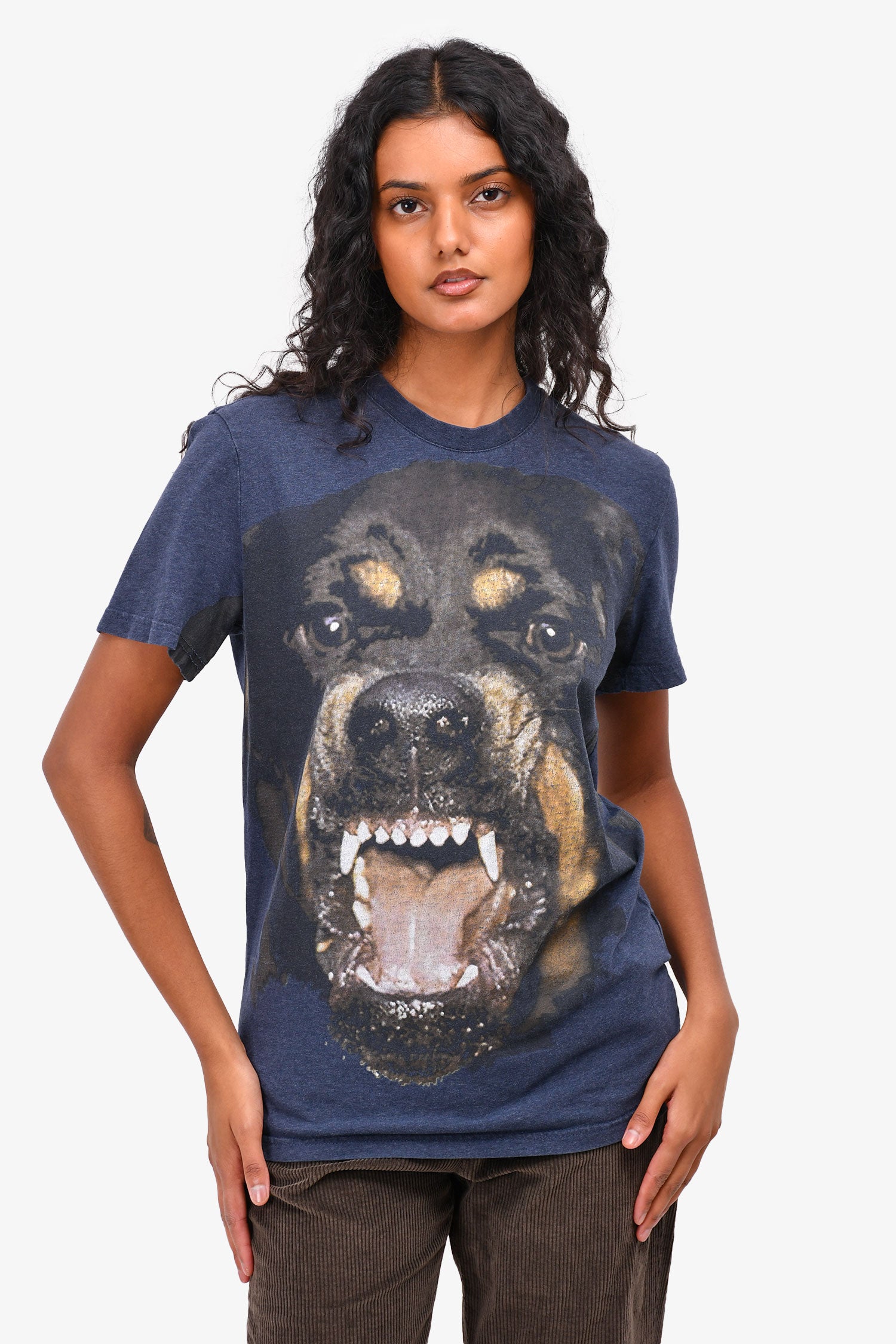 Givenchy Navy/Black Rottweiler Print Short Sleeve T-Shirt Size XS