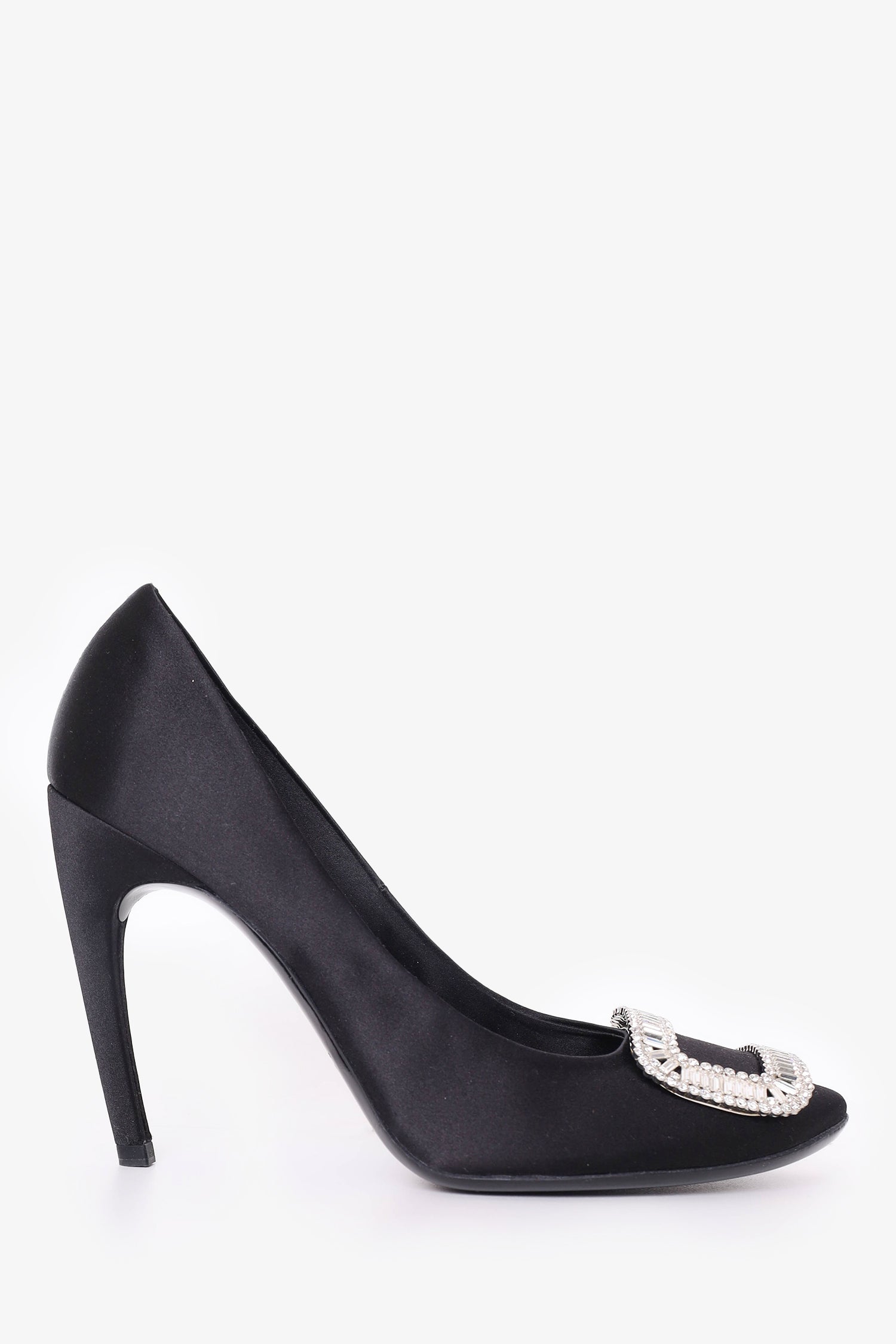 Roger Vivier Black Satin Crystal Buckle Heels Size 41 – Mine & Yours