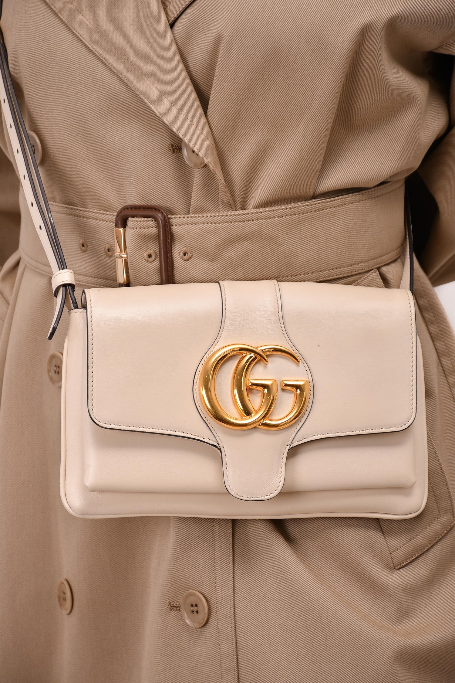 【GUCCI】アリースモール ショルダーバッグ Gucci White Leather Small Arli Crossbody Bag – Mine & Yours